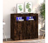Aparador | aparador de comedor | armario de cocina con luces led roble ahumado 80x35x75 cm cfw32560