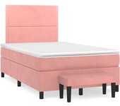 Somier de láminas con colchón rosa 120x190 cm terciopelo