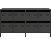 Aparador | aparador de comedor | armario de cocina de acero laminado en frío negro 135x39x73,5 cm cfw84130