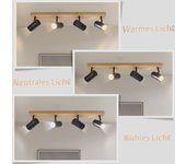 Zmh lámpara de techo de madera de 4 luces - lámpara de techo negra para pasillo dormitorio