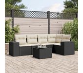 Conjunto de muebles de jardín vidaxl de 6 piezas con cojines negros de mimbre