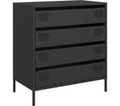 Aparador | aparador de comedor | armario de cocina de acero laminado en frío negro 68x39x73,5 cm cfw16012