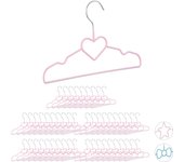 Relaxdays pack de 50 perchas bebé con corazón, metal, rosa, 30 cm
