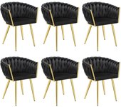 Tectake juego de sillas de comedor acolchada, con tapizado de terciopelo, diseño anudado