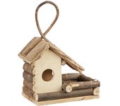 Relaxdays casa de pájaros decorativa para colgar, madera, marrón, 29 x 20 x 12 cm