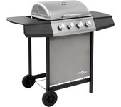Barbacoa de gas vidaxl 8000w 4 fogones con tapa protectora negro/plata