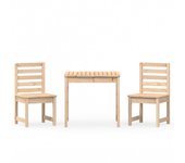 Mesa y sillas de jardín 3 piezas madera maciza de pino