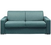 Sofá cama de 3 plazas de tela de apertura rápida calito - azul - cama de 140 cm - colchón de 18 cm