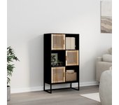 Aparador alto | aparador de comedor | armario de cocina madera contrachapada negro 70x35x125 cm cfw94030
