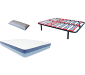 Pack somier multilaminas (patas incluidas)+colchon hr basic blue visco+ almohada de regalo 105x200