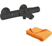 Grohe precision start mezclador termostático para baño y ducha negro + microfibra