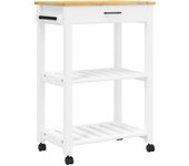 Carrito de cocina，estantería de cocina, carrito de servir monza madera maciza de pino 60x40x90 cm cfw68256