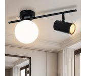 Zmh lámpara de techo 2 llamas moderna e14 lámpara de techo 40cm metal bola de cristal pasillo cocina