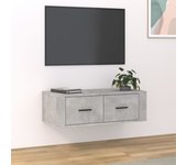 Mueble de tv colgante madera gris hormigón 80x36x25 cm
