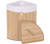 Cesto esquinero para ropa sucia hwc-c21, caja para ropa sucia cesto para ropa sucia, bambú 61x48x35cm 50l ~ color natural