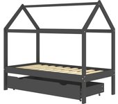 Estructura de cama infantil y cajón madera pino gris 80x160cm