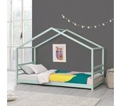 Cama para niños de pino - 200 x 90 cm - cama infantil - forma de casa - en color verde menta lacado mate [en.casa]®