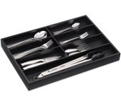 Relaxdays cubertero cajón 7 compartimentos, portacubiertos bambú organizador cubiertos decorativo, 4x44x30,5cm, negro