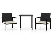 Conjunto de comedor de jardín 3 piezas ratán sintético negro