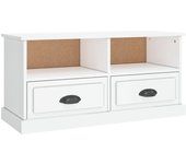 Mueble de tv madera contrachapada blanco brillo 93x35,5x45 cm