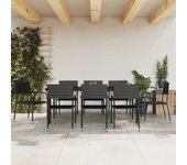 Juego de comedor de jardín 9 piezas | conjunto de jardín | muebles de jardín ratán sintético y acero negro cfw226742