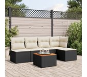 Set de sofás de jardín 6 piezas | conjunto de jardín de ocio | set de comedor de jardín y cojines ratán sintético negro cfw976525