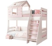Litera casita escalera derecha aglomerado rosa 90/100x200cm