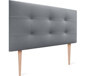 Dhome cabecero de cama acolchado capitoné 8cm de grosor. cabezal tapizado polipiel con patas cabeceros de cama (gris, 105cm)