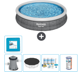 Paquete de piscina - bestway - alrededor - 366x366x76 cm + accesorios cb12