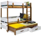 Litera henderson 146, litera con cama extra, blanco, 90x190, 90x200, madera, aglomerado laminado, somieres, 103x208x171cm