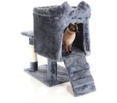 Fudajo árbol rascador para gatos en gris oscuro 60cm con casa para gatos plataforma poste sisal bola