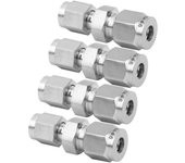 Adaptador de tubo de compresión de 4 piezas, unión reductora recta de doble casquillo de acero inoxidable 304 (f3/f6)