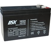 Dsk - batería de plomo agm recargable y sellada 12v 7ah. para coches infantiles, motos eléctricas, patinetes, ups, seguridad y comunicación…