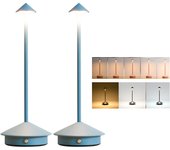 2 lámparas de mesa led inalámbricas táctiles, 3 temperaturas de color, lámpara de noche portátil, recargable y regulable para interior, azul