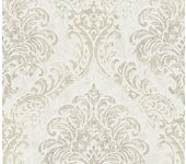 Papel pintado adorno blanco, plata y oro - 53 cm x 10,05 m - livingwalls