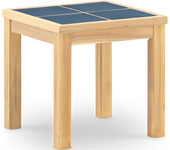 Mesa aux jardin 45x45 de madera y ceramica azul - bisbal