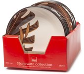H&h confection 12 platos calathea fondo cm 20,5, blanco y marrón