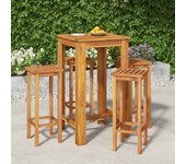 Vidaxl mesa y taburetes altos de jardín 5 pzas madera maciza acacia