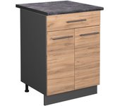 Vicco mueble bajo de cocina fame-line, roble dorado, 60 cm con cajón, et antracita