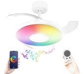 Ventilador de techo con luz led de 106cm ancho skywind-42bt 42 pulgadas aspas retractiles 40w blanco con bluetooth y altavoz