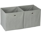 Relaxdays caja de almacenaje, set doble, cuadrada, cestas textiles, 30x30x30 cm, gris