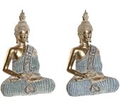 Figura decorativa dkd home decor 23 x 13 x 34 cm azul buda turquesa oriental decapé (2 unidades)