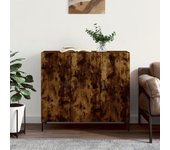 Aparador | aparador de comedor | armario de cocina de madera de ingeniería roble ahumado 90x34x80 cm cfw32850