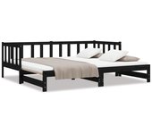 Sofá cama nido madera maciza de pino negro 90x200 cm