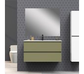 Conjunto de baño blaze | 90 cm cactus| dos cajones | lavabo encastrado | espejo no incluido | mueble montado | alday