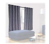Relaxdays set de 2 cortinas, 175x135 cm, opacas, oscuras, estampado barroco, sobrecortinas para control de luz, gris