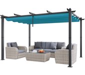 Vevor pérgola retráctil para exteriores de 3x4m, cenador de jardín de aluminio con dosel de lona de poliéster con protección uv para patio, jardín