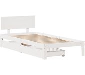 Cama para adulto | cama individual | estructura cama con cajones madera maciza pino blanco 90x200 cm cfw89518