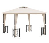 Cenador con paredes laterales y techos dobles color crema 3x3 m