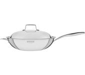 Tramontina - wok grano, de acero inoxidable, antiadherente y terminación brillante, con cuerpo triple y tapa, 32 cm y 5,2 l